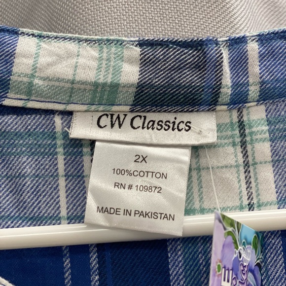 Classic Blue and White Plaid Shirt - Picture 2 of 3